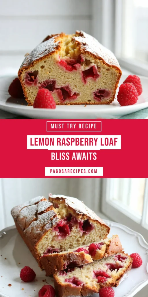 Discover the ultimate lemon raspberry loaf that will brighten your day! This zesty dessert recipe combines fresh raspberries with a moist, easy loaf cake recipe perfect for any occasion. Delight your taste buds with each slice of this delicious lemon loaf bread, ideal for brunch or a sweet treat. Make it today and impress your friends and family! Save this recipe and let the baking begin! #LemonRaspberryLoaf #ZestyDessertRecipes #FreshRaspberryCake #EasyLoafCakeRecipe