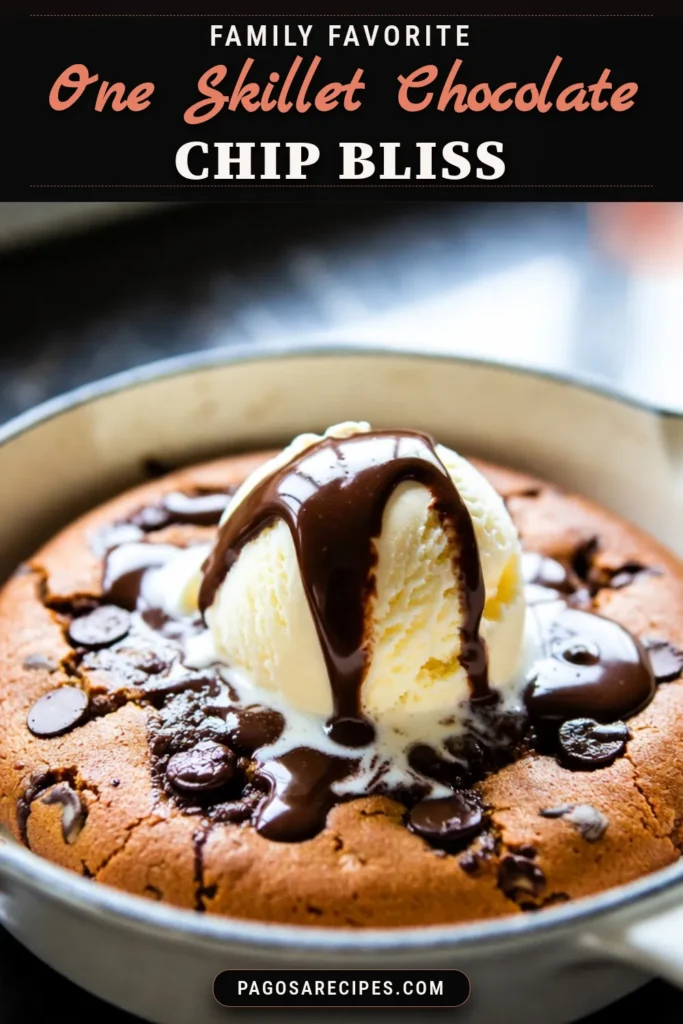 Indulge in a delicious chocolate chip cookie skillet that's perfect for sharing! This easy chocolate chip cookie recipe results in a warm chocolate dessert that's sure to impress. Bake it in just 30 minutes for a delightful chocolate chip cookie dessert that's gooey in the center and crisp on the edges. Treat yourself tonight and make this skillet cookie recipe! Save this for your next dessert! #dessert #chocolatechipcookies #skilletcookie #baking