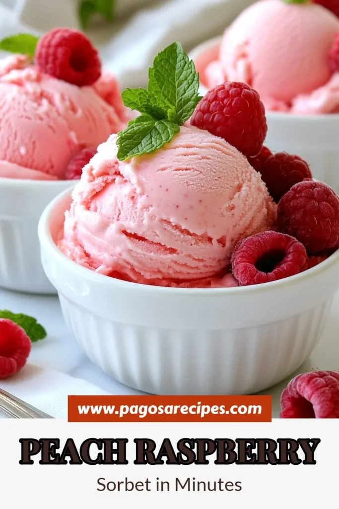 Indulge in the summer sweetness of peach raspberry sorbet! This easy sorbet recipe combines ripe peaches and fresh raspberries for a refreshing dessert. Perfect for warm days, this homemade fruit sorbet is a delightful way to cool off. Prepare for a delicious treat that will impress your guests or family. Try this simple recipe today and enjoy a burst of fruity flavor! Don’t forget to save this for later! #PeachRaspberrySorbet #SummerDesserts #EasySorbetRecipe #RefreshingSorbetIdeas