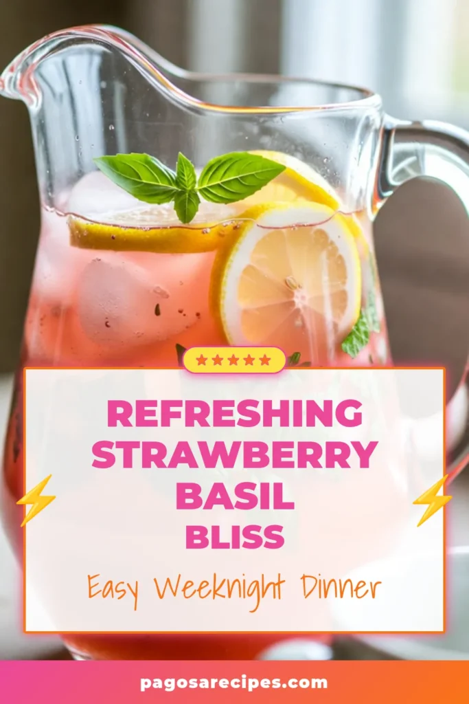 Quench your thirst this summer with refreshing strawberry basil lemonade! This homemade lemonade recipe combines fresh strawberries and aromatic basil for a unique twist on classic lemonade. Perfect for summer get-togethers, this strawberry drinks recipe is easy to make and delightful to sip. Elevate your summer parties with strawberry basil lemonade cocktails that everyone will love. Try this delicious drink today and beat the heat! #SummerDrinks #StrawberryBasil #LemonadeRecipe #BasilCocktails