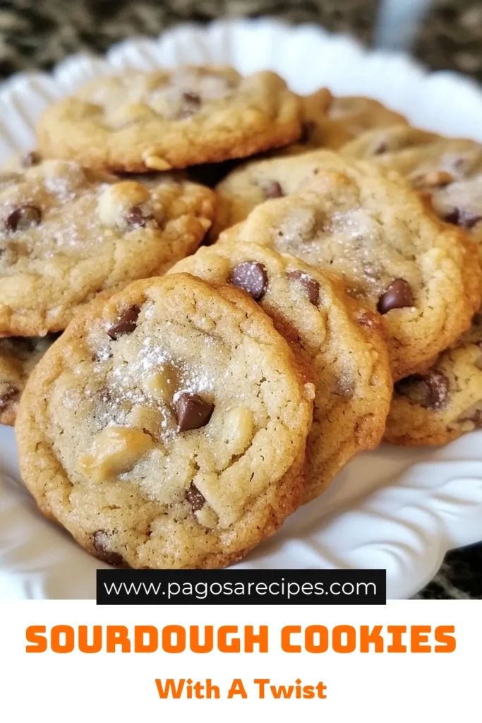 Indulge in the delightful flavor of Choco-Sour Cookies with this easy cookie recipe! These Sourdough Chocolate Chip Cookies combine the tanginess of sourdough with the sweetness of chocolate chips, creating the perfect treat. Add chopped nuts for extra texture in your homemade cookies. Ready in just 30 minutes, this chocolate chip cookie recipe is perfect for any occasion. Try it today and satisfy your cravings! #ChocoSourCookies #SourdoughCookies #CookieRecipe #HomemadeCookies